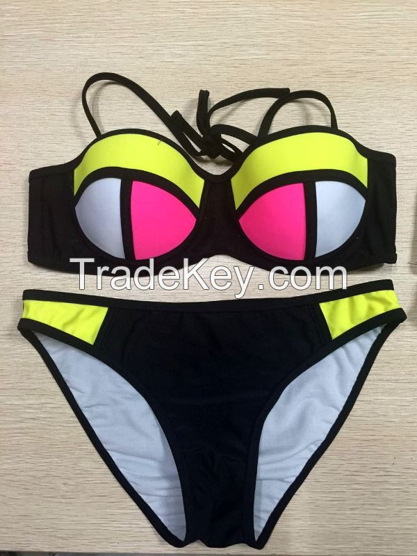 2015 new arrival sexy triangle bikini brazilian bikini lady swimwear push up bandeau swimsuit