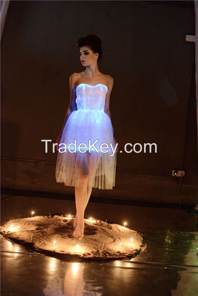 Amazing luminous lace dress women's lace evening dress in led illuminated lace dress