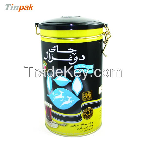 Round Airtight Tea Tin Box With Plastic Lid 