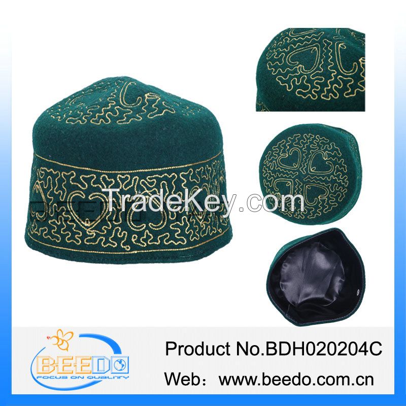 Wholesale wool felt Africa muslim embroidery prayer hat in stock