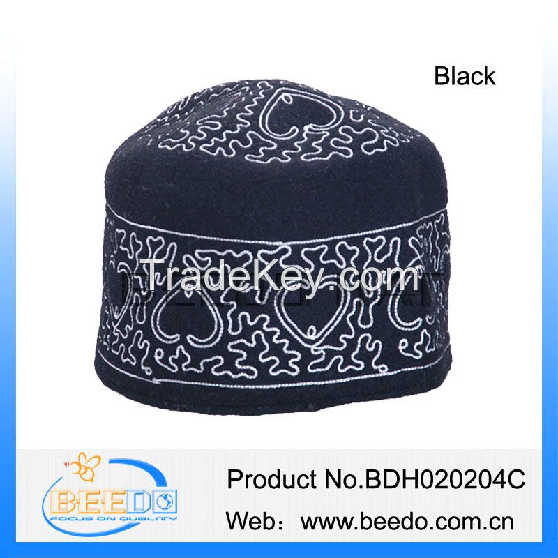 Wholesale wool felt Africa muslim embroidery prayer hat in stock