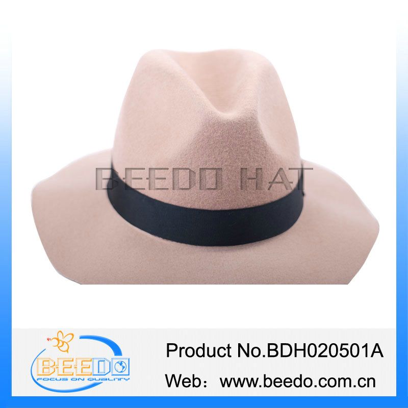 High quality wool felt wide brim floppy fedora trilby hat panama hat