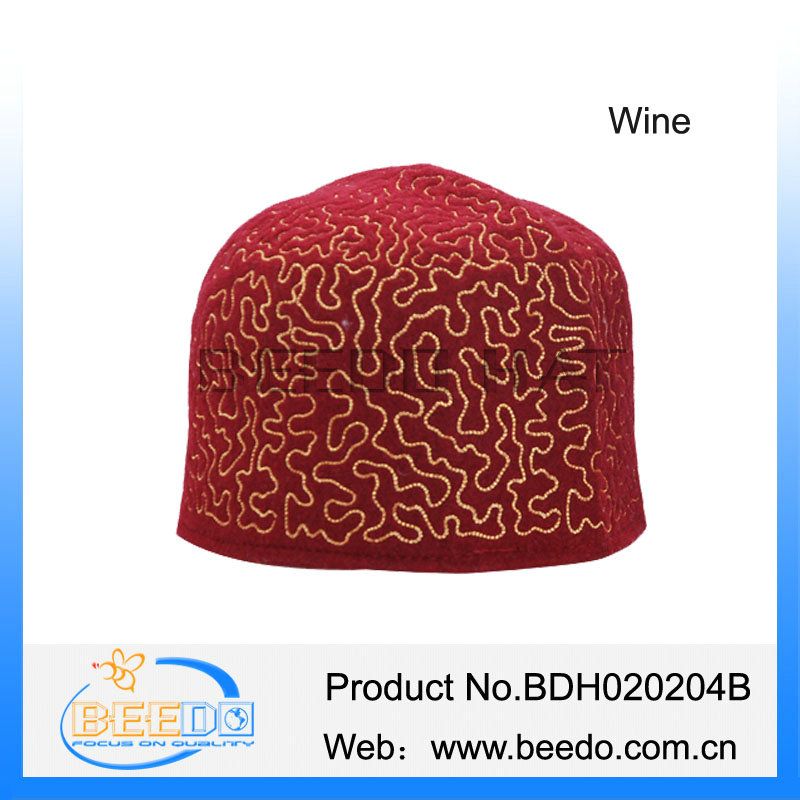 2015 new high quality embroidery wool felt muslim hat muslim prayer cap men women