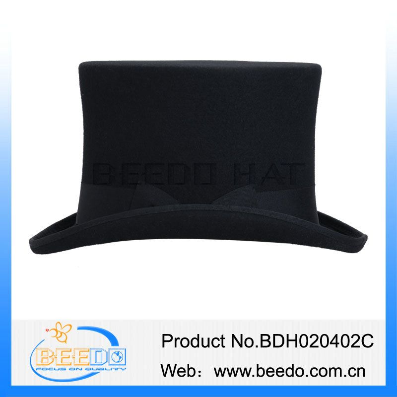 2015 new products black wool felt top hat tuxedo hat wholesale