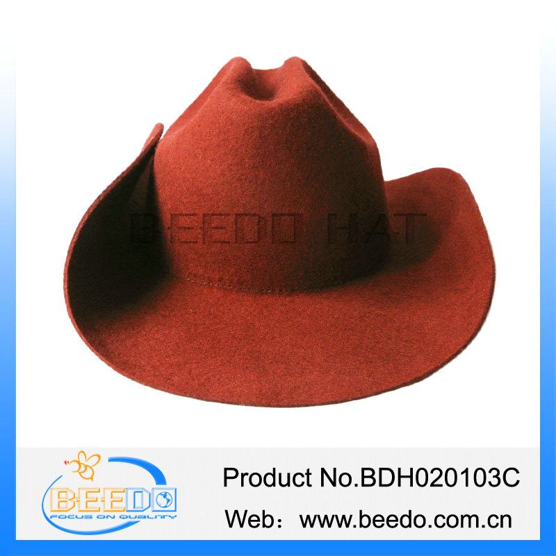 2015 new fashion wool felt roll brim cowboy hat