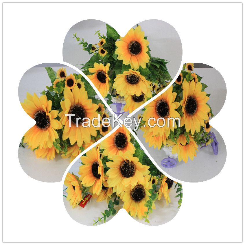 artificial wholesale bouquet sunflower, bunch flowers on sale
