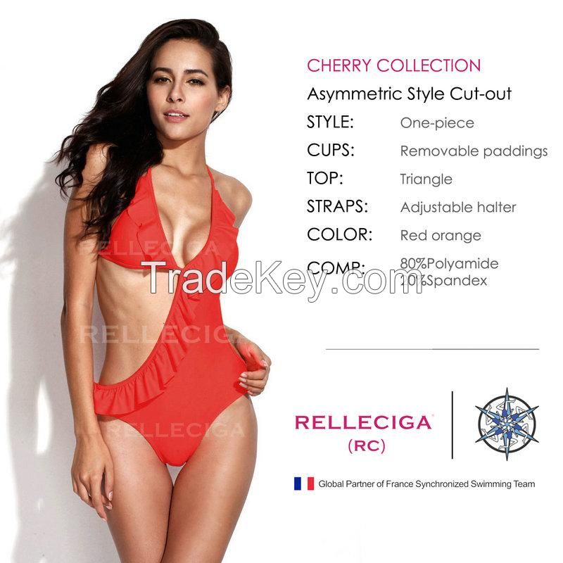 RELLECIGA 2014 Cherry Collection - Red Orange Asymmetric Style Cut-out
