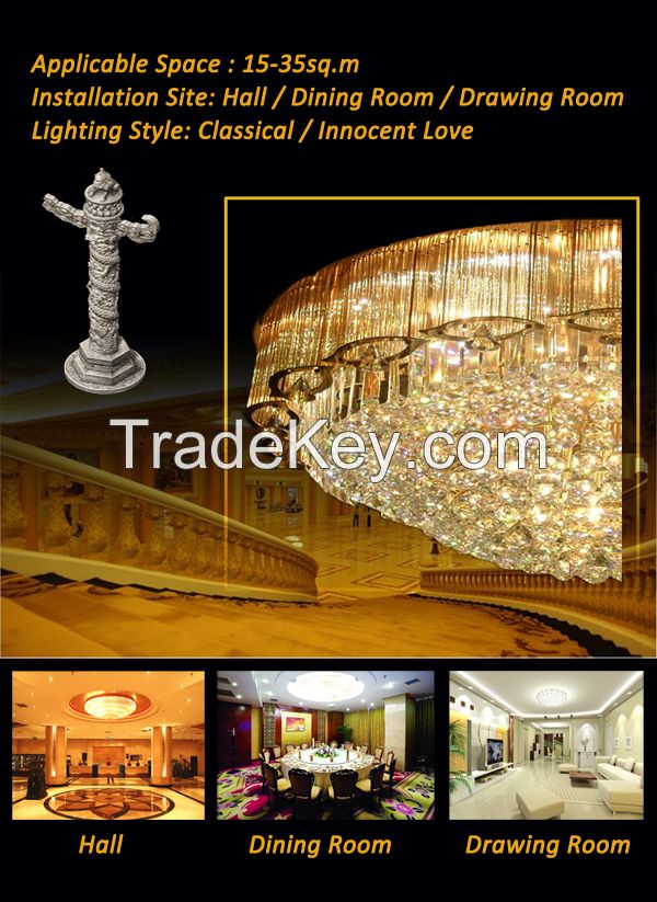 GKC0001 Width 1000mm Giking Lighting Good Quality Classical Big Ceiling Lamp Crystal Ceiling Lamps