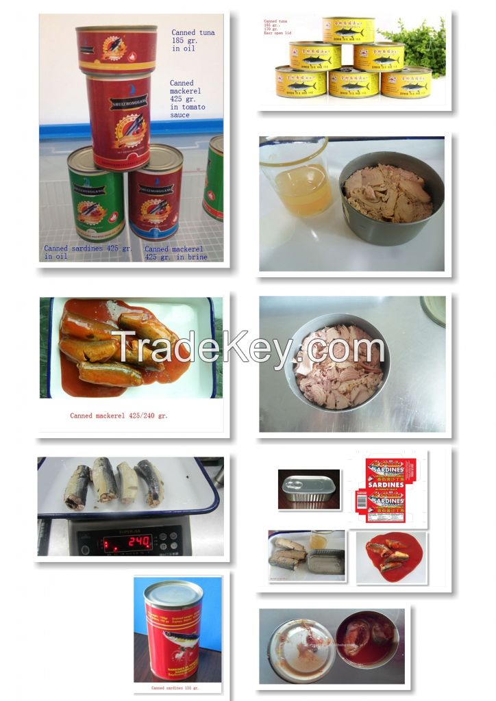 Canned bonito tuna, canned mackerel, canned sardines of Chinese origin