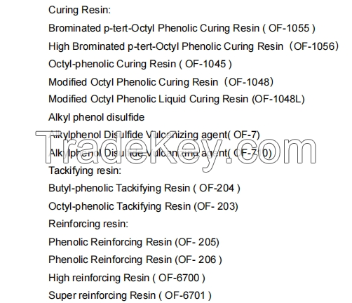 Chemicals for rubber curing, tackifying, reinforcing