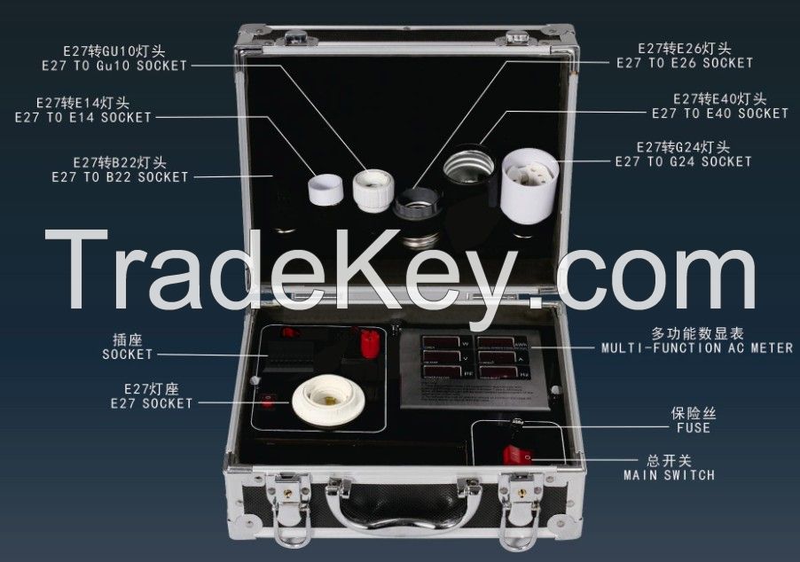 led bulb tube spot light test demo suitcase