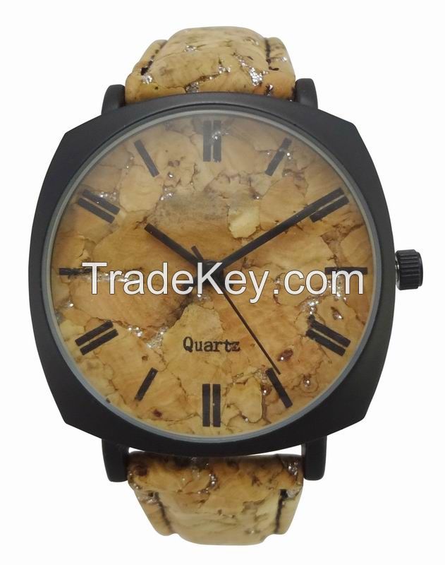 Women watches japan quartz movt wooden pattern strap