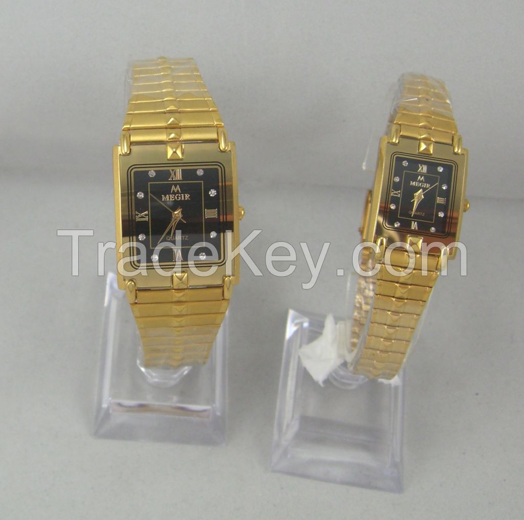Gold Alloy Couple Watches