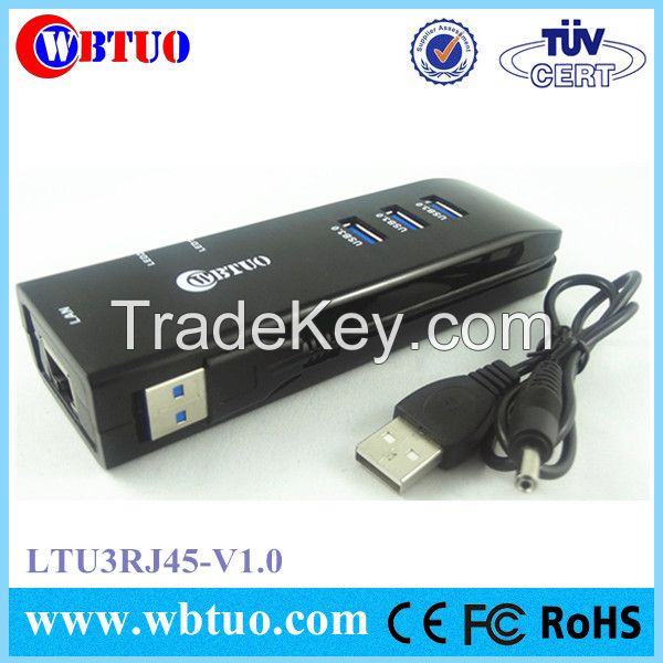 WBTUO 3port usb3.0 hub with rj45 lan ethernet adapter