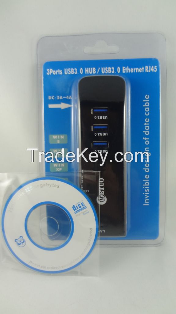 WBTUO 3port usb3.0 hub with rj45 lan ethernet adapter
