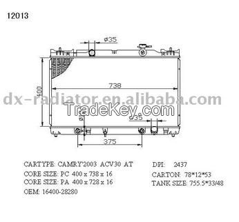 Auto radiator for Toyota Camry'2003 ACV30 AT-16MM