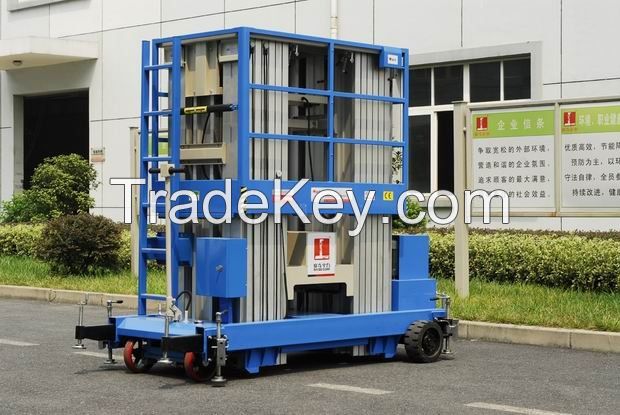 Safe and relaible Four mast aluminum alloy aerial work platform with capacity 300kg