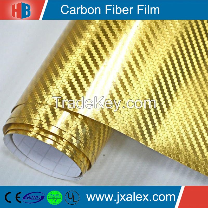 High Quality Gold Bubble Free 4D Carbon Fiber Film For Car Wrapping