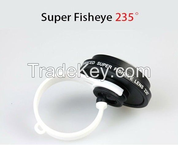 NEW Arrival Universal 235 degree super fisheye lens with clip for mobile phone