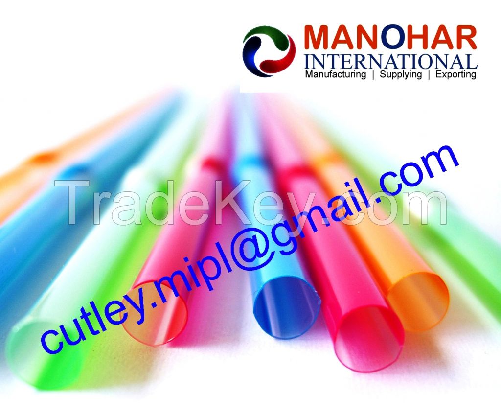 Disposable plastic cutlery , Spoon , fork , knife , Drinking straw