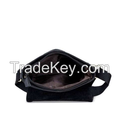 POUCH BAG GENUINE LEATHER BLACK COLOUR