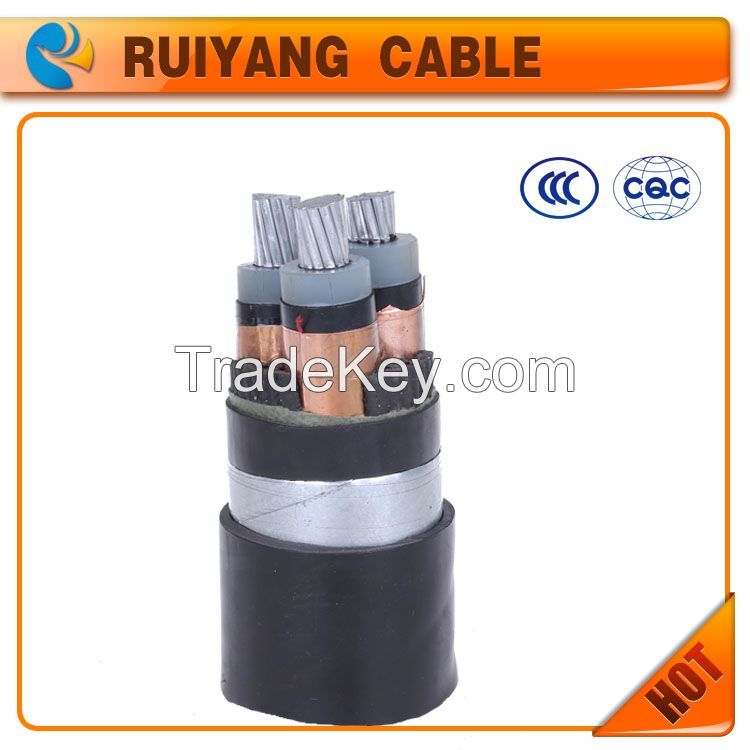 Aluminium conductor PVC/PE/XLPE insulated copper tape screened steel tape armored power cable