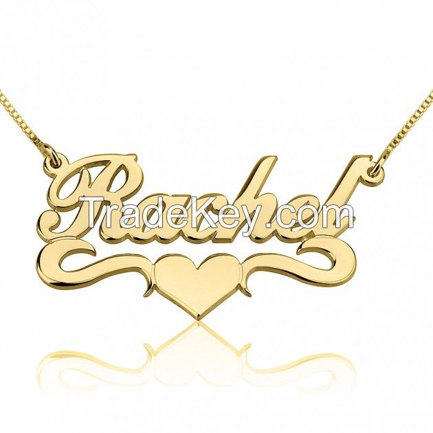 24K Gold Plated Alegro with Middle Heart Name Necklace