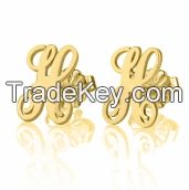24K Gold Plated Curled Letter Earrings