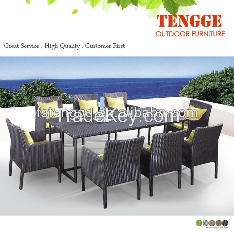 Outdoor wicker rattan dining table set