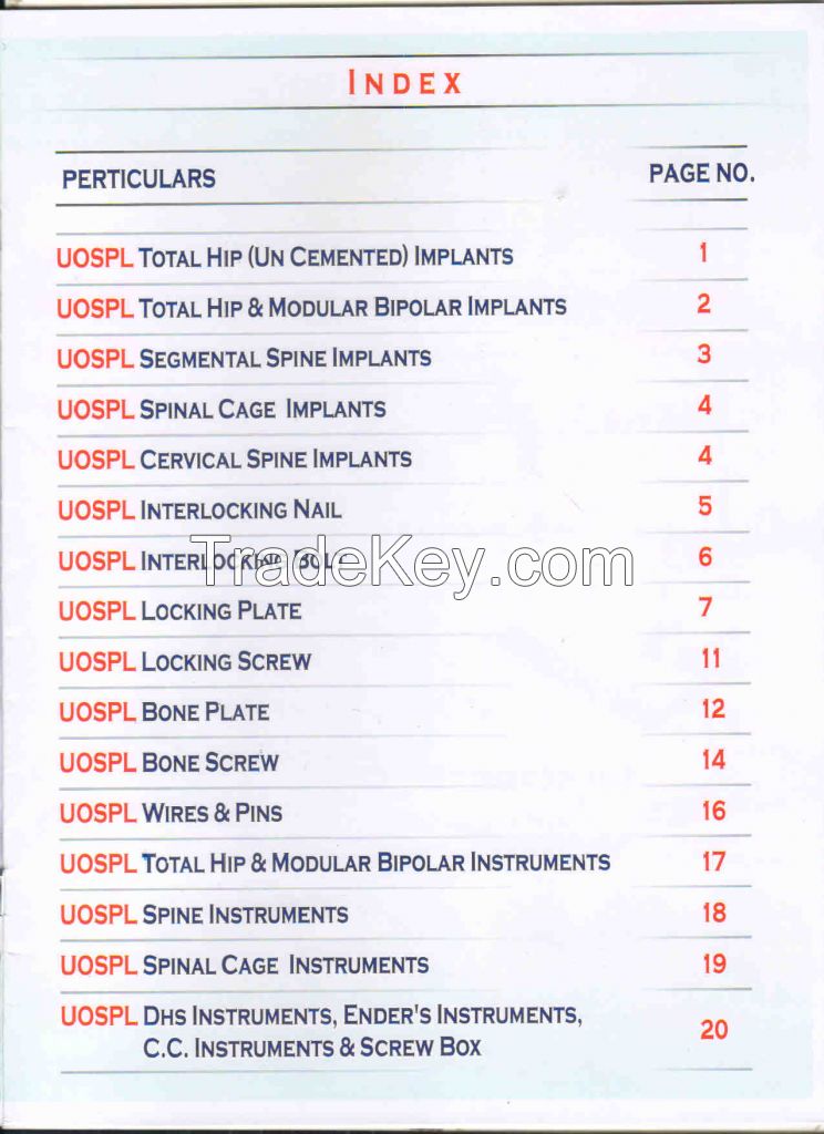 Spine, Trauma, Joints, Locking Plates, Inter Locking Nails