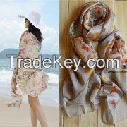  001 New Silk Scarf With Butterfly Patterns