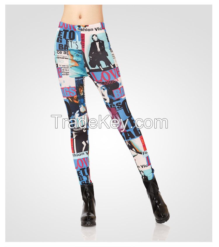 Apricot bottom picture printing leggings wholesale