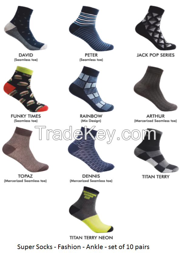 Men's socks- Fashion - Ankle-set of 10 pairs.