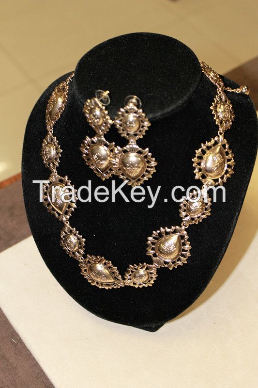 Fashion heart print elegant luxurious necklace fashion accessories earrings necklace set New 2014 fashion 