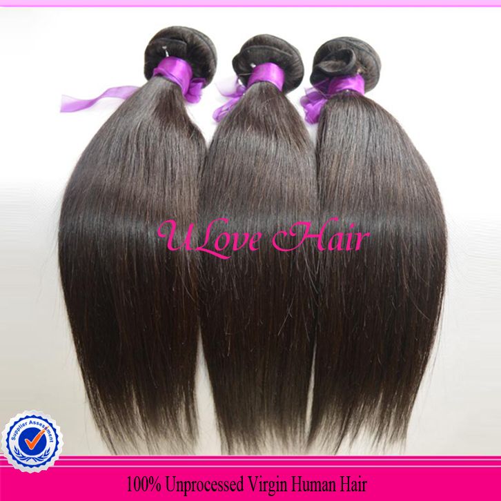 Real human hair,6A Grade Brazilian Virgin Hair Straight 100% Unprocessed Luxury Raw Human Hair Extension, 3pcs/lot free ship