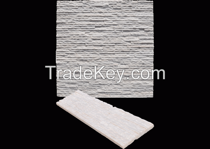 White Quartzite Cultured Stone Wall Tile, Ledgestone Wall Stacked Cladding Panel, Veneers