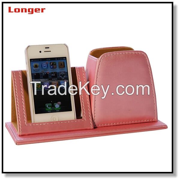 leatherette stationery set pen holder with phone holder