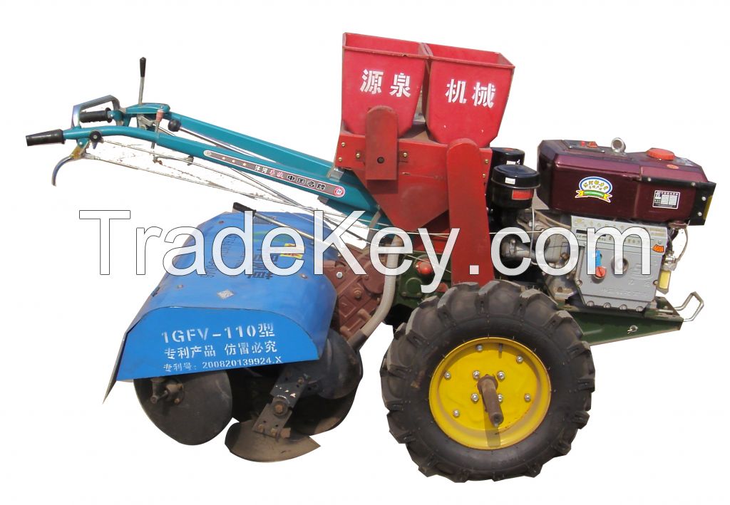 Rotary tillage ridging fertilizer applicator