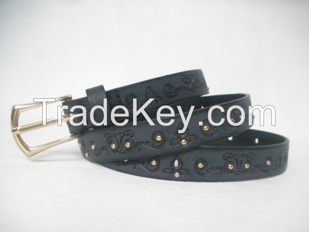 Embossed PU Belt with Rivets