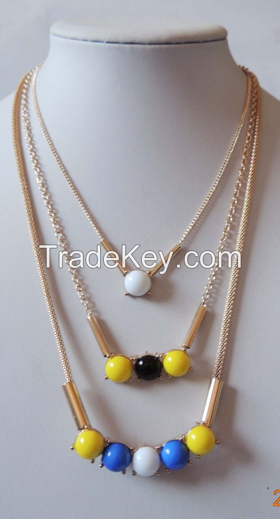 golden 3 layers acrylic pendant necklace