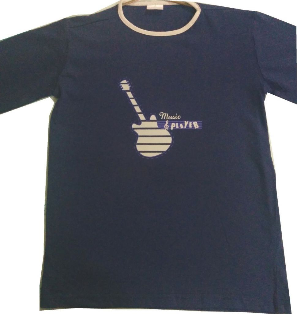 Metro Blue Long Sleeve T-Shirt with Guitar Logo 