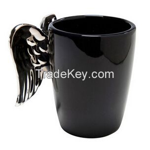 creative ceramic mug with wing handle