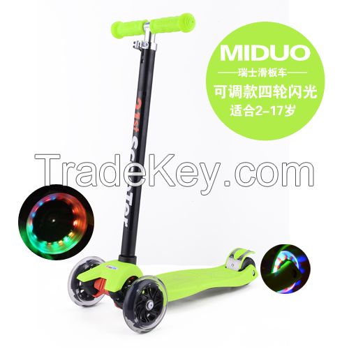 Swiss 21st Scooter Children 3 Wheel  Kid Scooter With Flash Wheel Several Colors