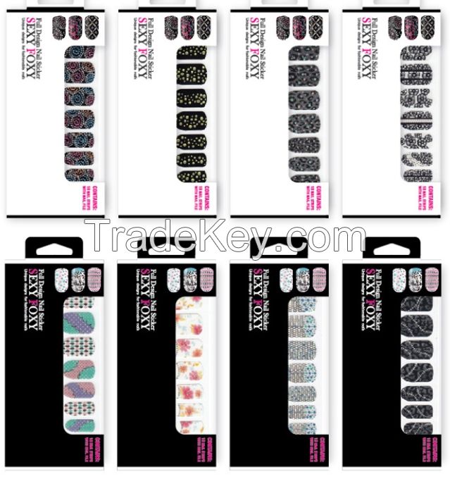 Nail Arts Sticker - Nail Wrap Stickers, Water Decal, deco parts, Full patch, 2D, 3D, Glitter, Buffer, Glue 