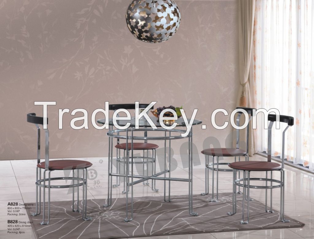 glass and metal dining set