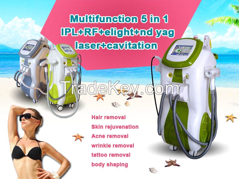 Hot selling Standing 5 in 1 multifunctional ipl elight rf beauty machine