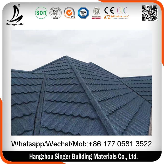 Building materials classical type cheap price roofing material blue color stone coated metal roof tile