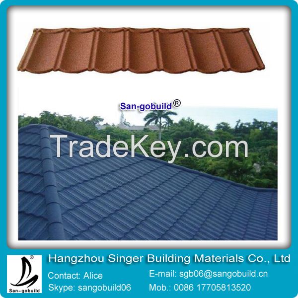 Color aluminum Roofing Tile/stone coated metal roof tile