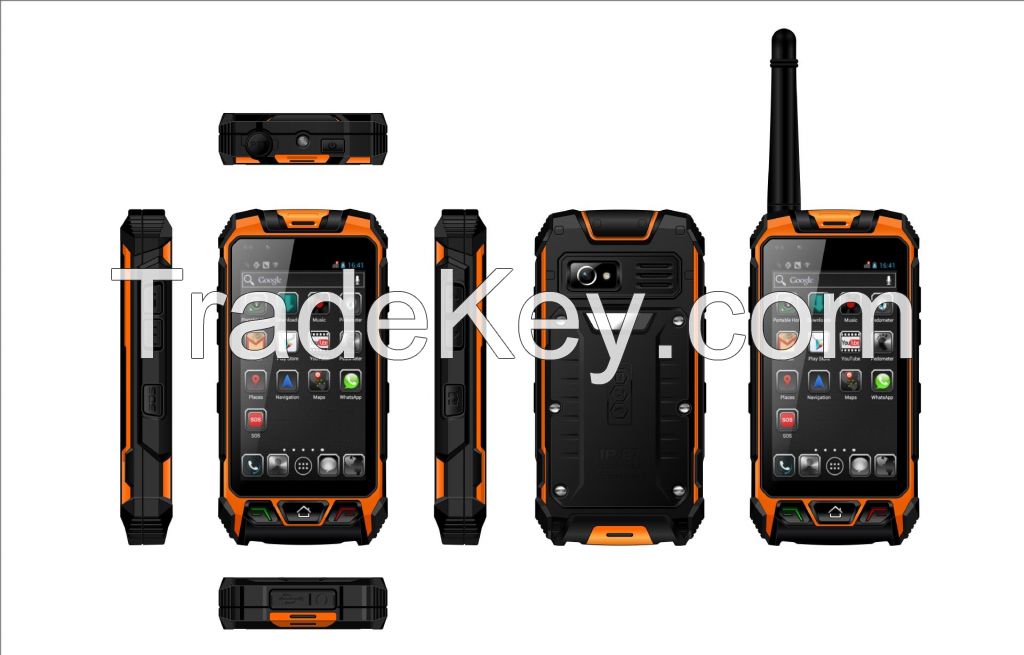 Hotsale 4.0inch 5mp+2mp ip68 GPS rugged phone mtk6572