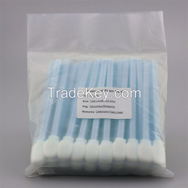 100 PPi Closed-cell Foam Cleanroom Swab with Large Circular Head for Electronic Equipment Cleaning